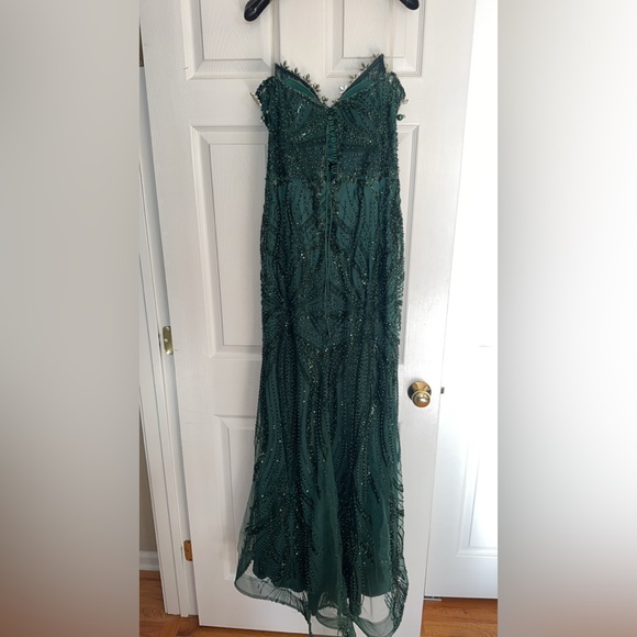 Custom Emerald green beaded corset dress - Picture 3 of 9